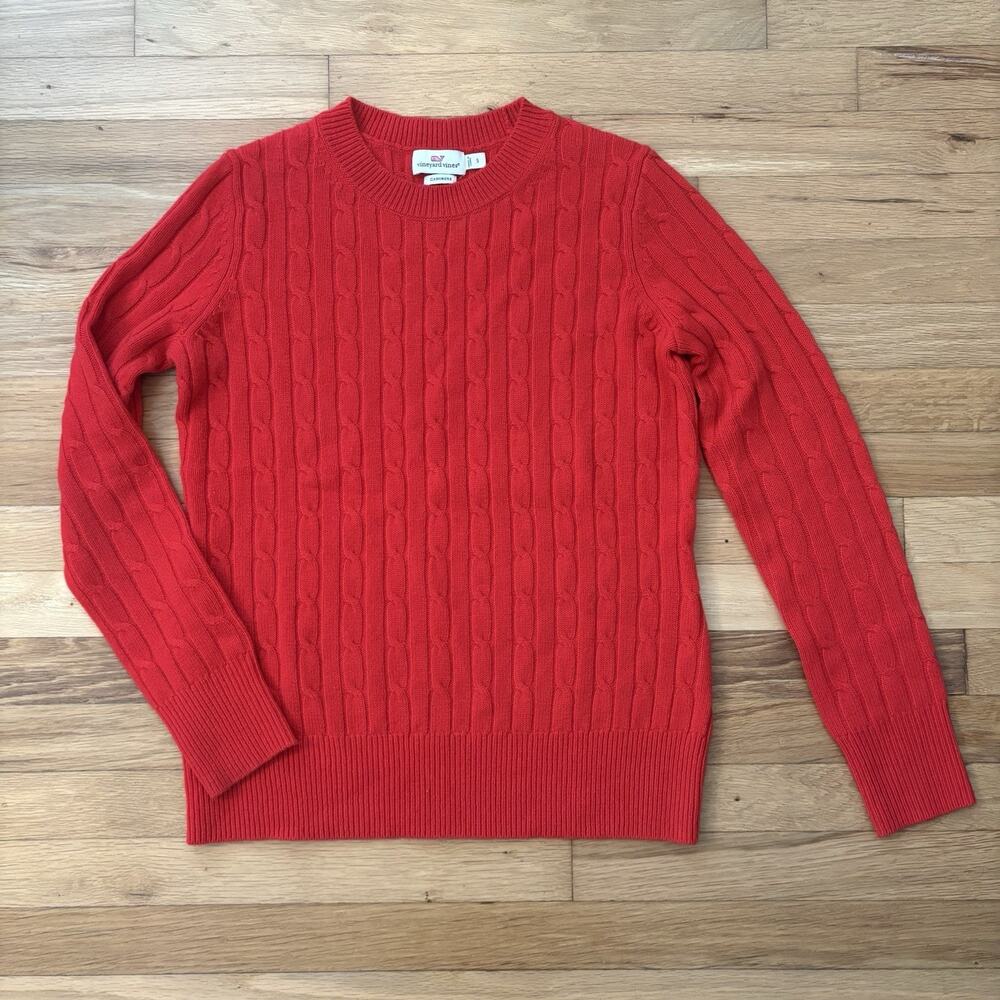 Vineyard Vines Women's Pullover Sweater Red Cable Knit Cashmere Size Small NWOT